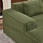 235 cm wide economy textile sofa with two cushions + feather bag - modern, simple and comfortable so - Image 10