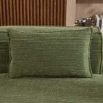 235 cm wide economy textile sofa with two cushions + feather bag - modern, simple and comfortable so - Image 13