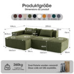 235 cm wide economy textile sofa with two cushions + feather bag - modern, simple and comfortable so - Image 2