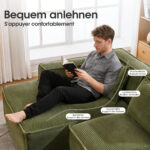 235 cm wide economy textile sofa with two cushions + feather bag - modern, simple and comfortable so - Image 4