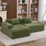 235 cm wide economy textile sofa with two cushions + feather bag - modern, simple and comfortable so - Image 7