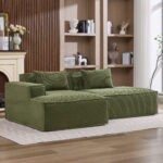 235 cm wide economy textile sofa with two cushions + feather bag - modern, simple and comfortable so - Image 8