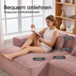235 cm wide economy textile sofa with two cushions + feather bag - modern, simple and comfortable so - Image 3