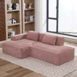 235 cm wide economy textile sofa with two cushions + feather bag - modern, simple and comfortable so - Image 6