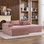 235 cm wide economy textile sofa with two cushions + feather bag - modern, simple and comfortable so - Image 7