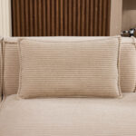 235 cm wide economy textile sofa with two cushions + feather bag - modern, simple and comfortable so - Image 11