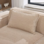 235 cm wide economy textile sofa with two cushions + feather bag - modern, simple and comfortable so - Image 13