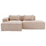 235 cm wide economy textile sofa with two cushions + feather bag - modern, simple and comfortable so - Image 18