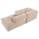 235 cm wide economy textile sofa with two cushions + feather bag - modern, simple and comfortable so - Image 19