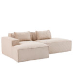 235 cm wide economy textile sofa with two cushions + feather bag - modern, simple and comfortable so - Image 23