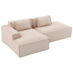 235 cm wide economy textile sofa with two cushions + feather bag - modern, simple and comfortable so - Image 24