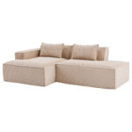 235 cm wide economy textile sofa with two cushions + feather bag - modern, simple and comfortable so - Image 25