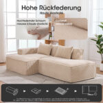 235 cm wide economy textile sofa with two cushions + feather bag - modern, simple and comfortable so - Image 5