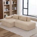 235 cm wide economy textile sofa with two cushions + feather bag - modern, simple and comfortable so - Image 7