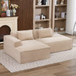 235 cm wide economy textile sofa with two cushions + feather bag - modern, simple and comfortable so - Image 8