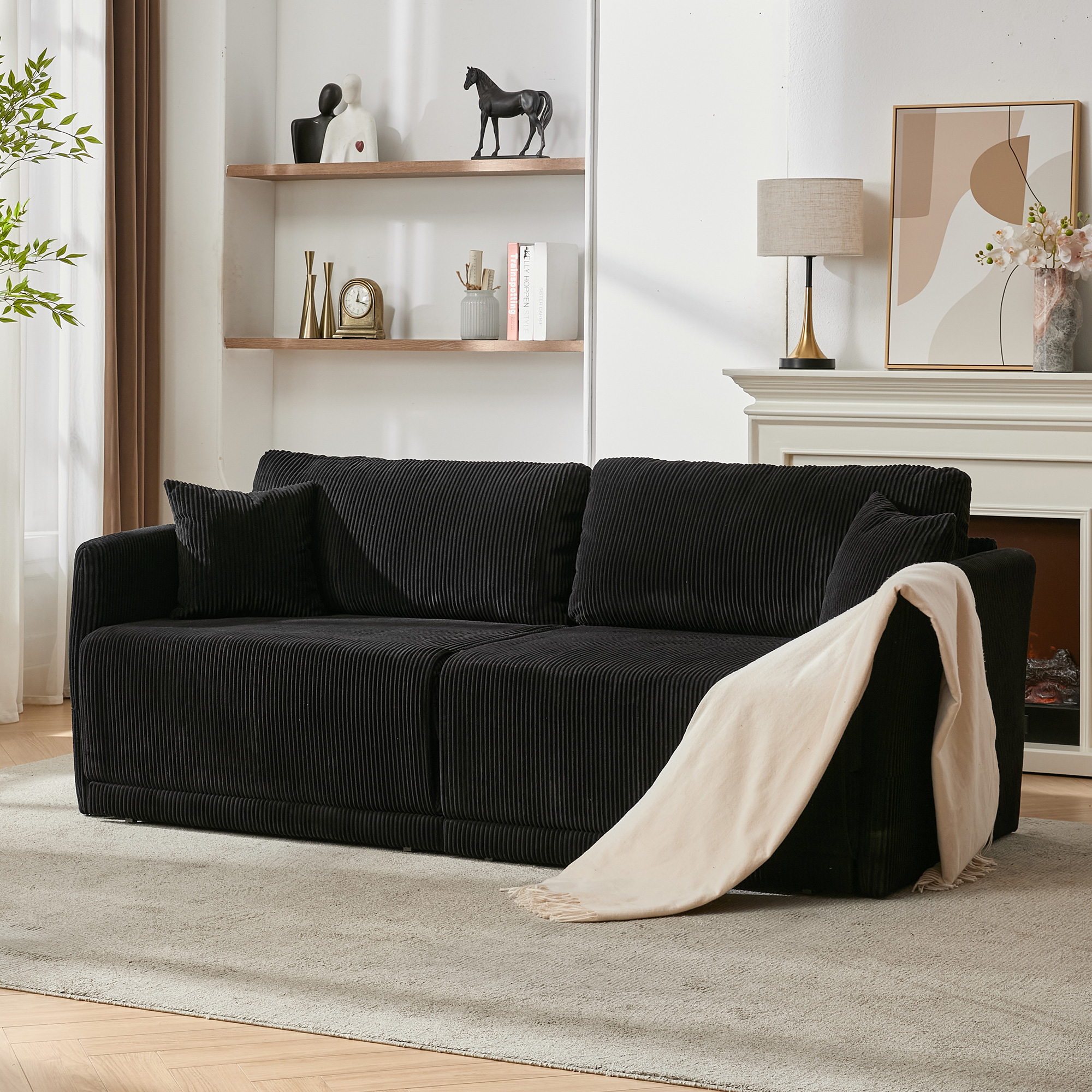 Modern Minimalist Fabric Sofa with Multifunctional Conversion - Comfortable Sleeper Sofa for Living