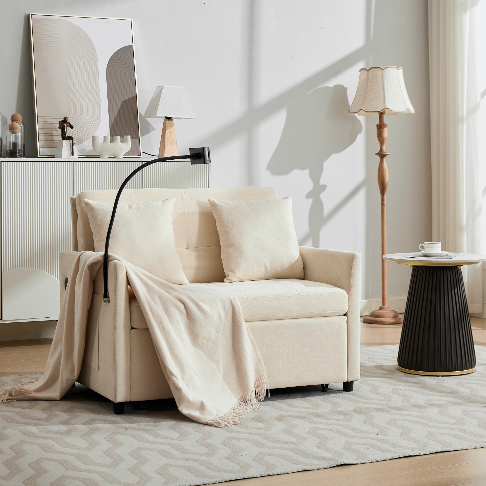 Minimally modern design fabric sofa multifunctional deformation sofa - comfortable living room, offi