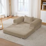 Modulares Cord Sofa Set 1-Sitzer + 2-Sitzer, Boden-Sofa ohne Rahmen, Dick gepolsterte Sitzbank aus S