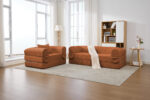 Modulares Cord Sofa Set 1-Sitzer + 2-Sitzer, Boden-Sofa ohne Rahmen, Dick gepolsterte Sitzbank aus S - Image 2