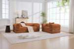 Modulares Cord Sofa Set 1-Sitzer + 2-Sitzer, Boden-Sofa ohne Rahmen, Dick gepolsterte Sitzbank aus S - Image 3