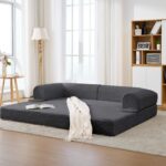 Modulares Cord Sofa Set 1-Sitzer + 2-Sitzer, Boden-Sofa ohne Rahmen, Dick gepolsterte Sitzbank aus S