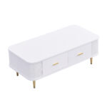 Coffee Table with Drawers, Curved Corners, Living Room Table with Wavy Sides, Golden Handles - Image 10
