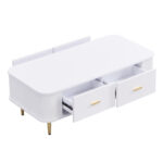Coffee Table with Drawers, Curved Corners, Living Room Table with Wavy Sides, Golden Handles - Image 12