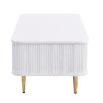 Coffee Table with Drawers, Curved Corners, Living Room Table with Wavy Sides, Golden Handles - Image 13