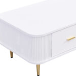 Coffee Table with Drawers, Curved Corners, Living Room Table with Wavy Sides, Golden Handles - Image 14