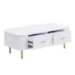Coffee Table with Drawers, Curved Corners, Living Room Table with Wavy Sides, Golden Handles - Image 15