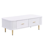 Coffee Table with Drawers, Curved Corners, Living Room Table with Wavy Sides, Golden Handles - Image 17