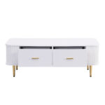 Coffee Table with Drawers, Curved Corners, Living Room Table with Wavy Sides, Golden Handles - Image 19