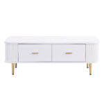 Coffee Table with Drawers, Curved Corners, Living Room Table with Wavy Sides, Golden Handles - Image 20