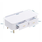 Coffee Table with Drawers, Curved Corners, Living Room Table with Wavy Sides, Golden Handles - Image 3