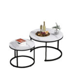 Round Coffee Table 2-Piece Set, Living Room Nesting Round Side Table Set of 2 - Image 15