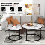 Round Coffee Table 2-Piece Set, Living Room Nesting Round Side Table Set of 2 - Image 2