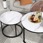 Round Coffee Table 2-Piece Set, Living Room Nesting Round Side Table Set of 2 - Image 3