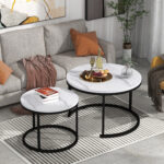 Round Coffee Table 2-Piece Set, Living Room Nesting Round Side Table Set of 2 - Image 6