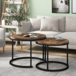 Round Coffee Table 2-Piece Set, Living Room Nesting Round Side Table Set of 2 - Image 12