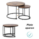 Round Coffee Table 2-Piece Set, Living Room Nesting Round Side Table Set of 2 - Image 2