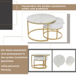 Modern Nesting Coffee Table, High-Gloss Marble Pattern, 2-Piece Round Set - Image 16