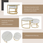 Modern Nesting Coffee Table, High-Gloss Marble Pattern, 2-Piece Round Set - Image 21