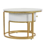 Modern Nesting Coffee Table, High-Gloss Marble Pattern, 2-Piece Round Set - Image 4