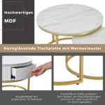 Modern Nesting Coffee Table, High-Gloss Marble Pattern, 2-Piece Round Set - Image 7