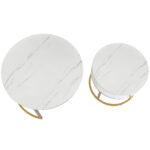 Modern Nesting Coffee Table, High-Gloss Marble Pattern, 2-Piece Round Set - Image 9