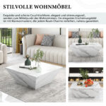 Modern Drum Coffee Table, Trapezoid White Marble Veneer Coffee Table, Living Room Table 70*70*38cm - Image 6