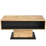 Wood Grain Coffee Table, with One Handleless Drawer, One Storage Compartment and Rear Storage, Double-Sided - Image 11