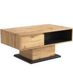 Wood Grain Coffee Table, with One Handleless Drawer, One Storage Compartment and Rear Storage, Double-Sided - Image 12