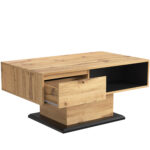 Wood Grain Coffee Table, with One Handleless Drawer, One Storage Compartment and Rear Storage, Double-Sided - Image 17