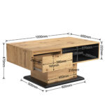 Wood Grain Coffee Table, with One Handleless Drawer, One Storage Compartment and Rear Storage, Double-Sided - Image 9